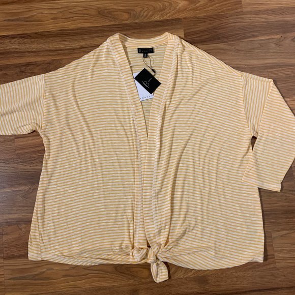 Plus Size Bobeau Cecile Striped Tie Cardigan - Picture 4 of 8